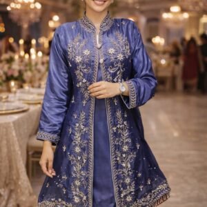 ight purple extra jacket suit in anti fabric for party wear